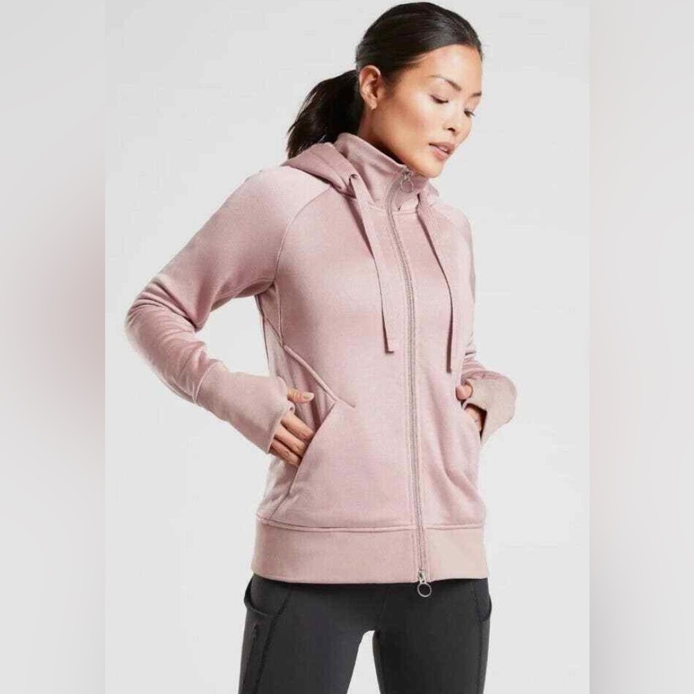 Athleta Triumph Luxe Shine Hoodie in Dogwood Mauve / Rose - XL